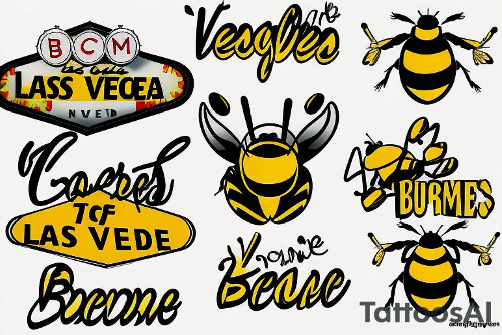 bumble bee flying around Las Vegas sign tattoo idea