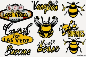 bumble bee flying around Las Vegas sign tattoo idea