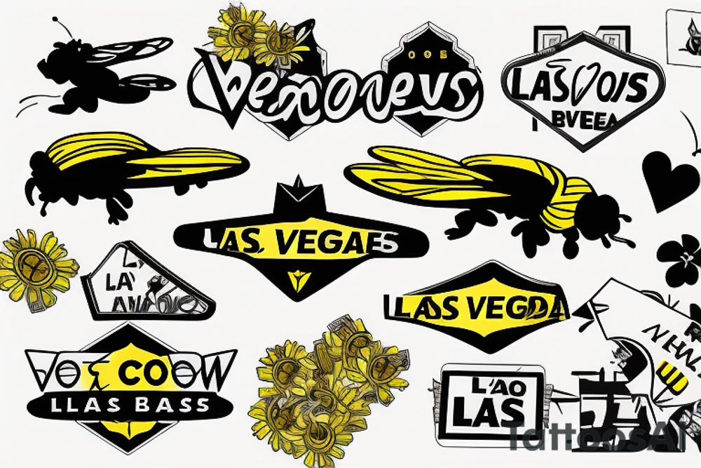 bumble bee flying around Las Vegas sign tattoo idea