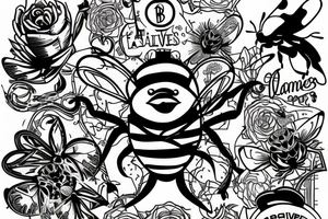 bumble bee carrying Las Vegas sign tattoo idea