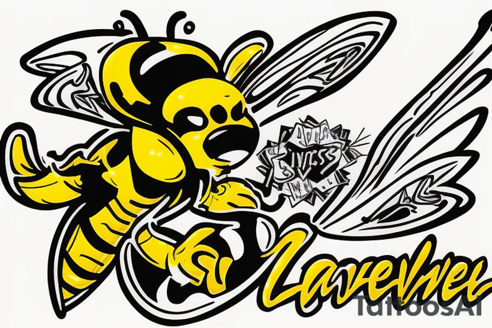 bumble bee carrying Las Vegas sign tattoo idea