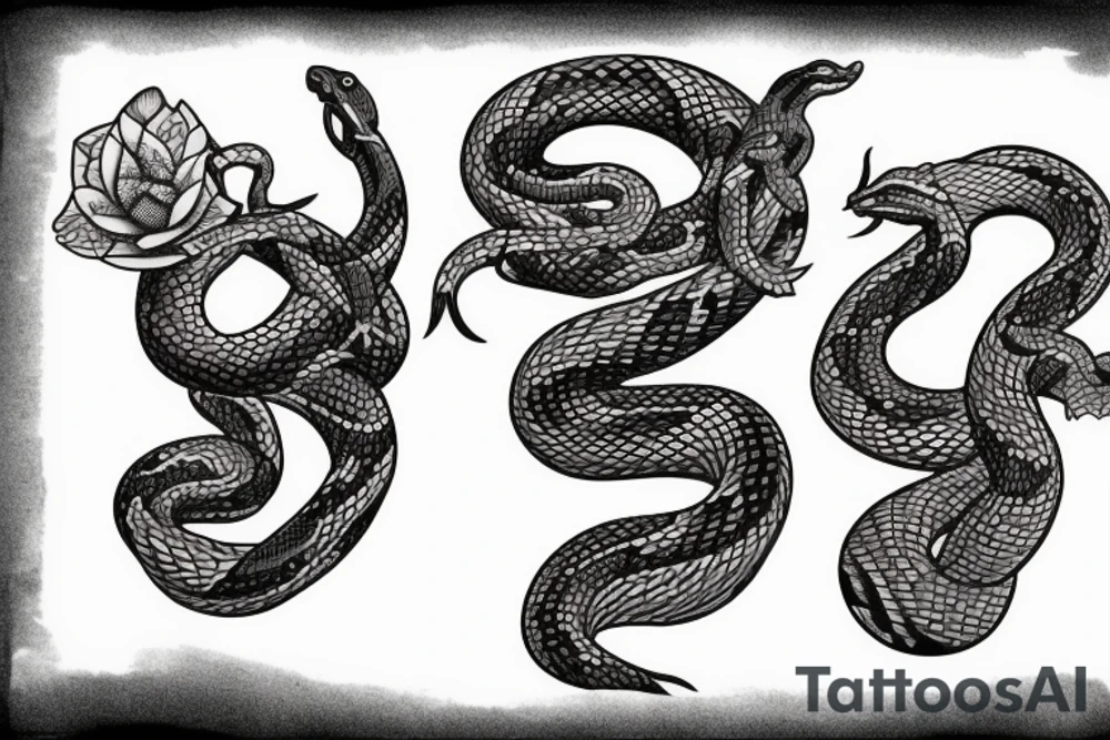 flowers with a snake weaving between them tattoo idea