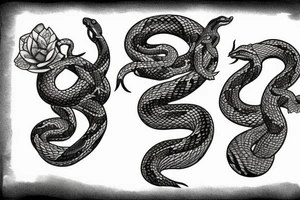 flowers with a snake weaving between them tattoo idea