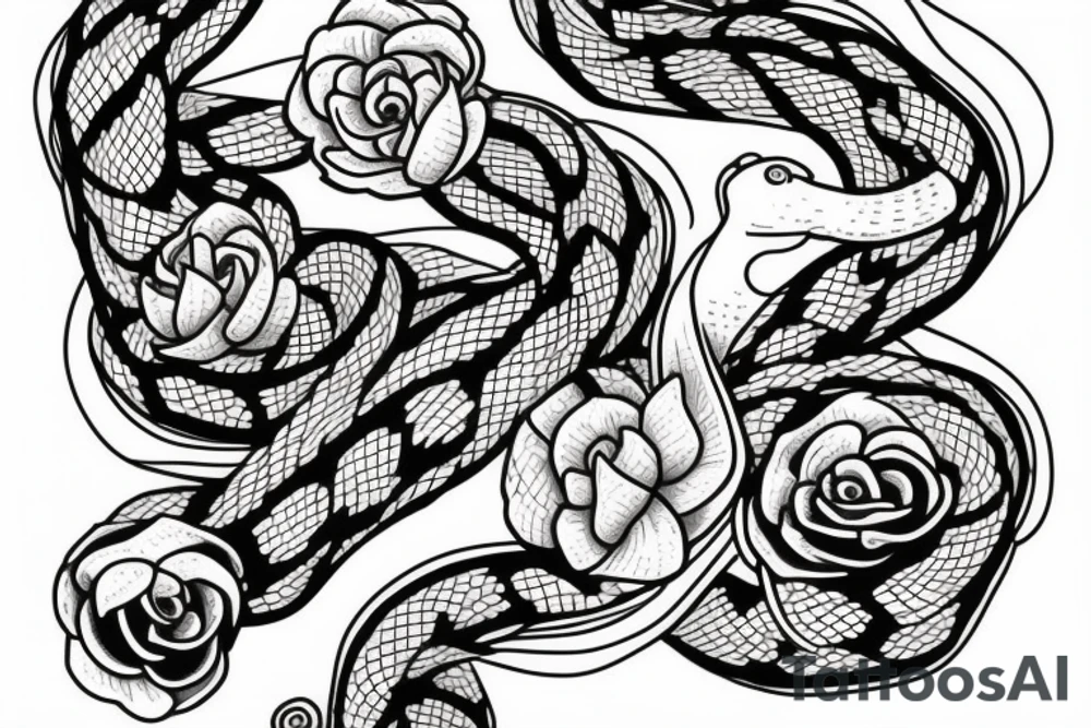 flowers with a snake weaving between them tattoo idea