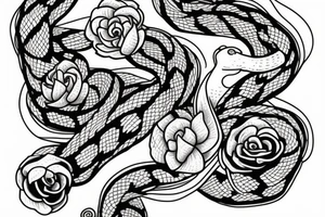 flowers with a snake weaving between them tattoo idea