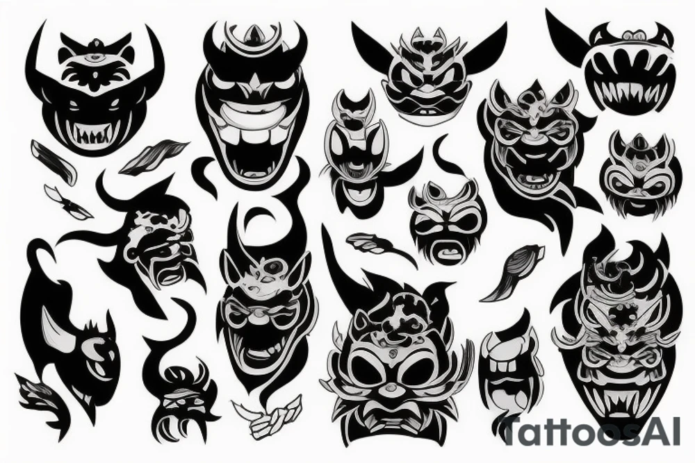 oni mask tattoo idea