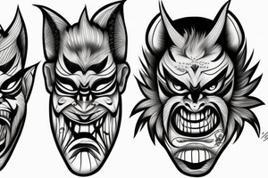 oni mask tattoo idea