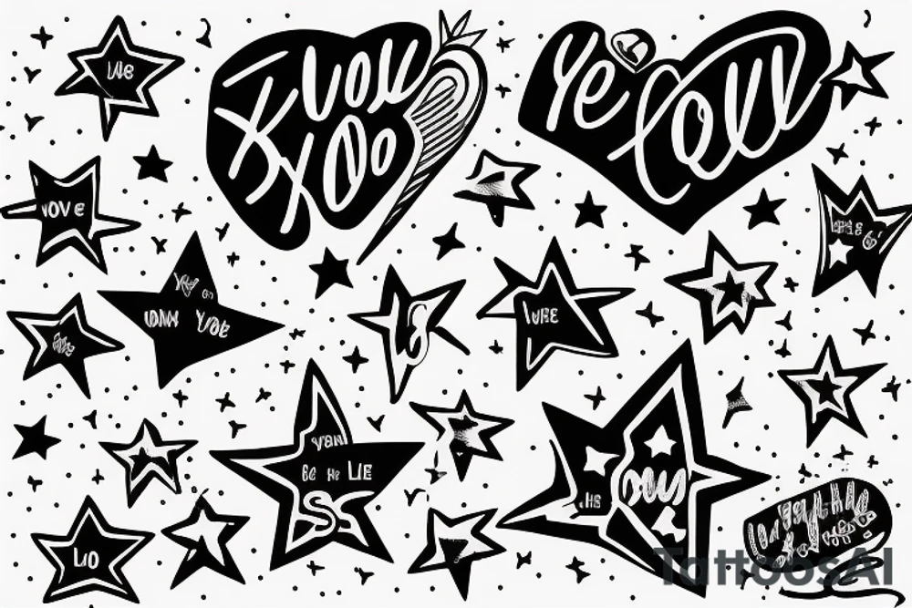 one line of script saying "you know I love you so" and small stars around it tattoo idea