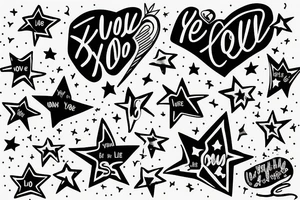 one line of script saying "you know I love you so" and small stars around it tattoo idea