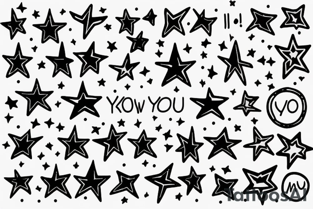 one line of script saying "you know I love you so" and small stars around it tattoo idea
