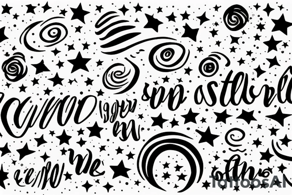 one line of script with small stars around it tattoo idea one line of script with small stars around it tattoo idea