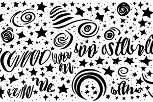 one line of script with small stars around it tattoo idea