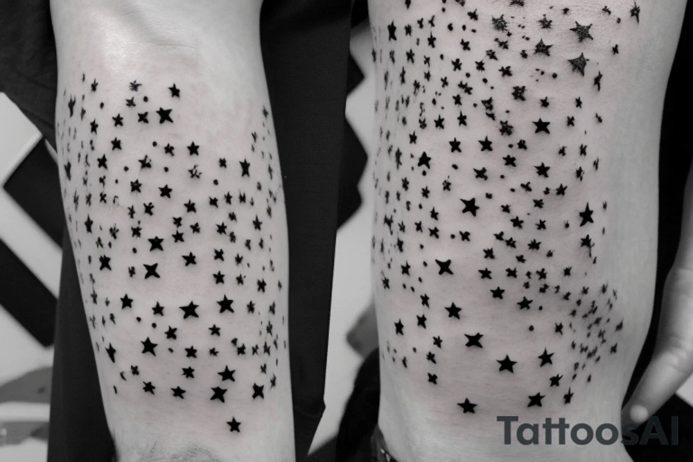 one line of script with small stars around it tattoo idea