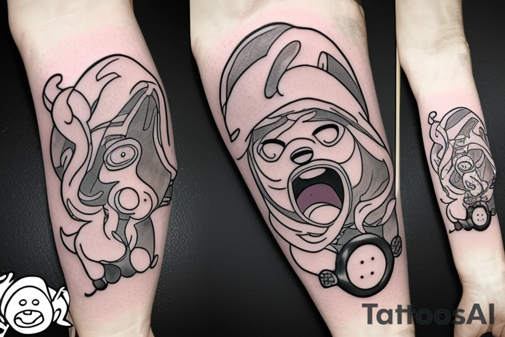 Jake the Dog from Adventure Time as Ceberus from Greek Mythology tattoo idea