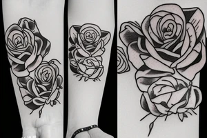 I would like a tattoo with roses and peonies for a forearm by integrating the first name "Alain" tattoo idea