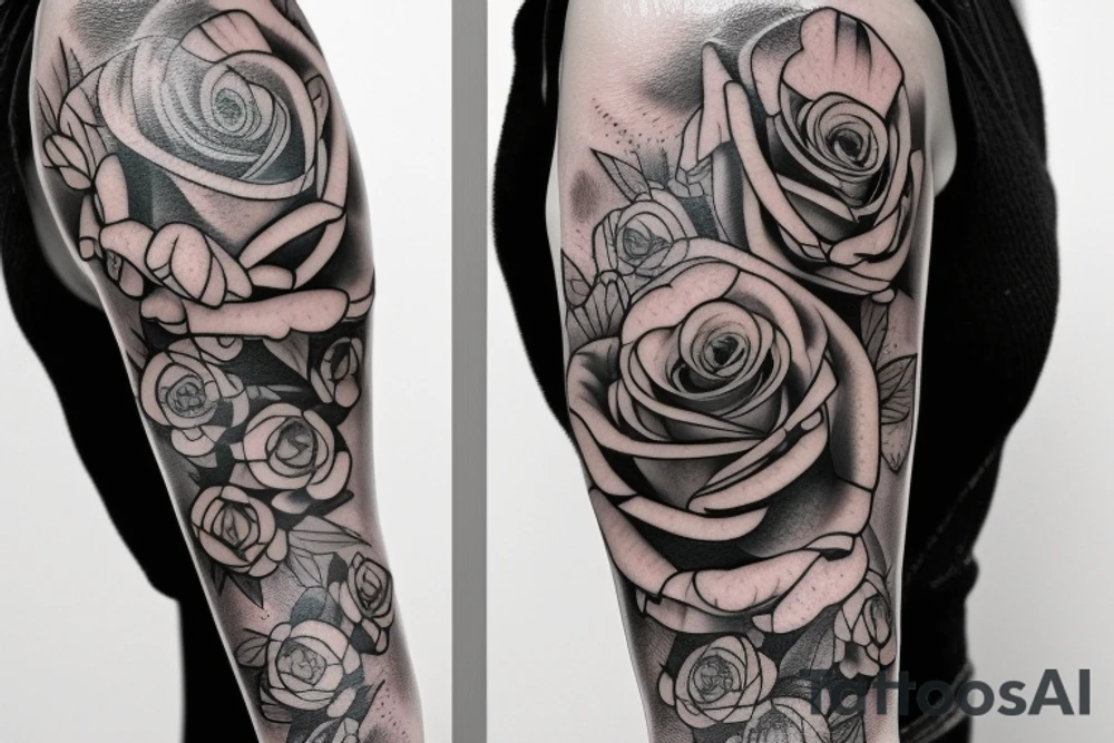 I would like a tattoo with roses and peonies for a forearm by integrating the first name "Alain" tattoo idea
