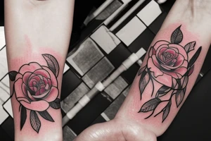 I would like a tattoo with roses and peonies for a forearm by integrating the first name "Alain" tattoo idea