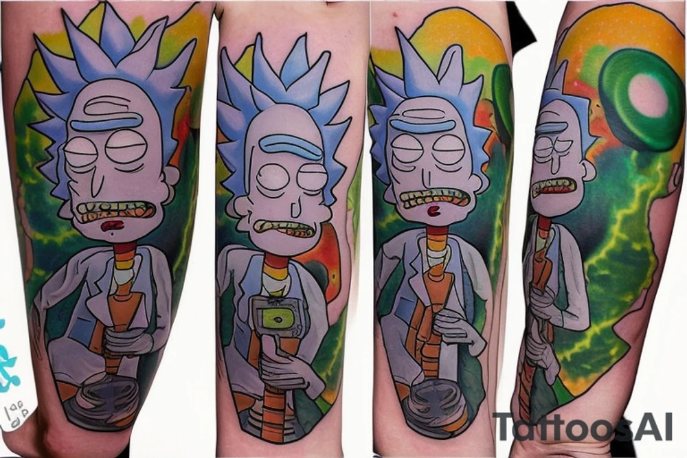 i would like a funny rick and morty tattoo for a full arm tattoo idea