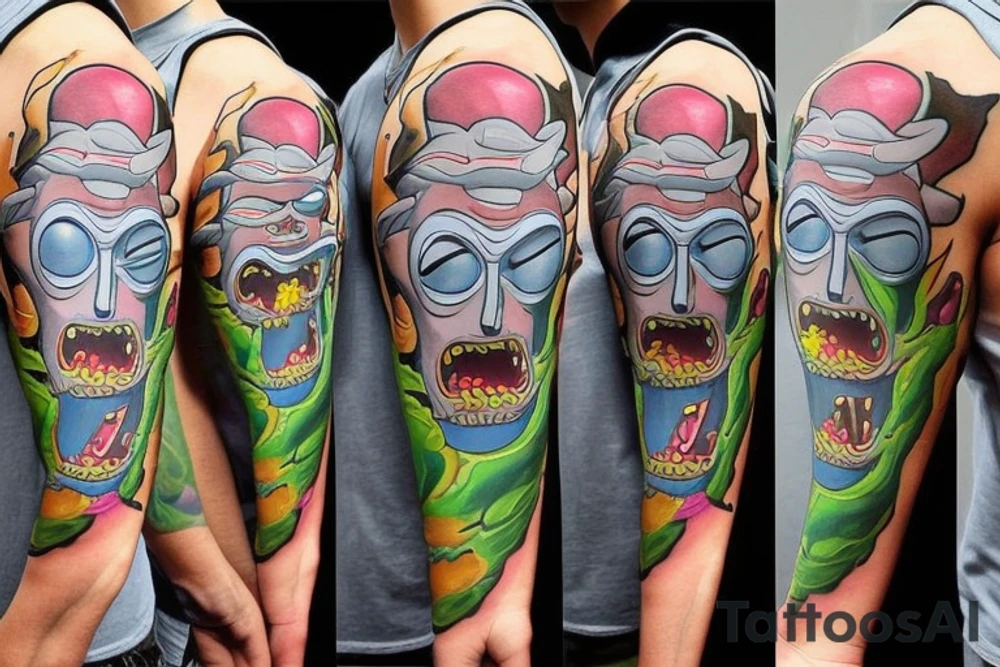 i would like a funny rick and morty tattoo for a full arm tattoo idea