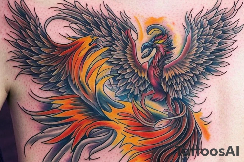 I would like a colored phoenix tattoo on the ribs for a woman tattoo idea