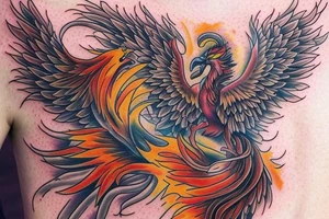 I would like a colored phoenix tattoo on the ribs for a woman tattoo idea