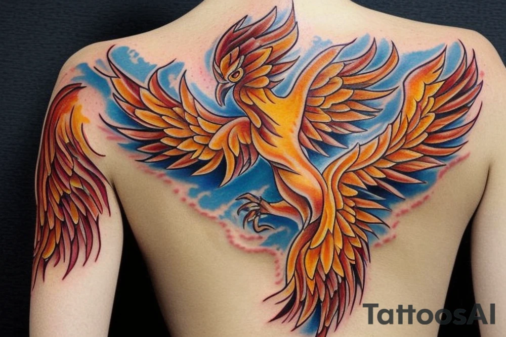 I would like a colored phoenix tattoo on the ribs for a woman tattoo idea