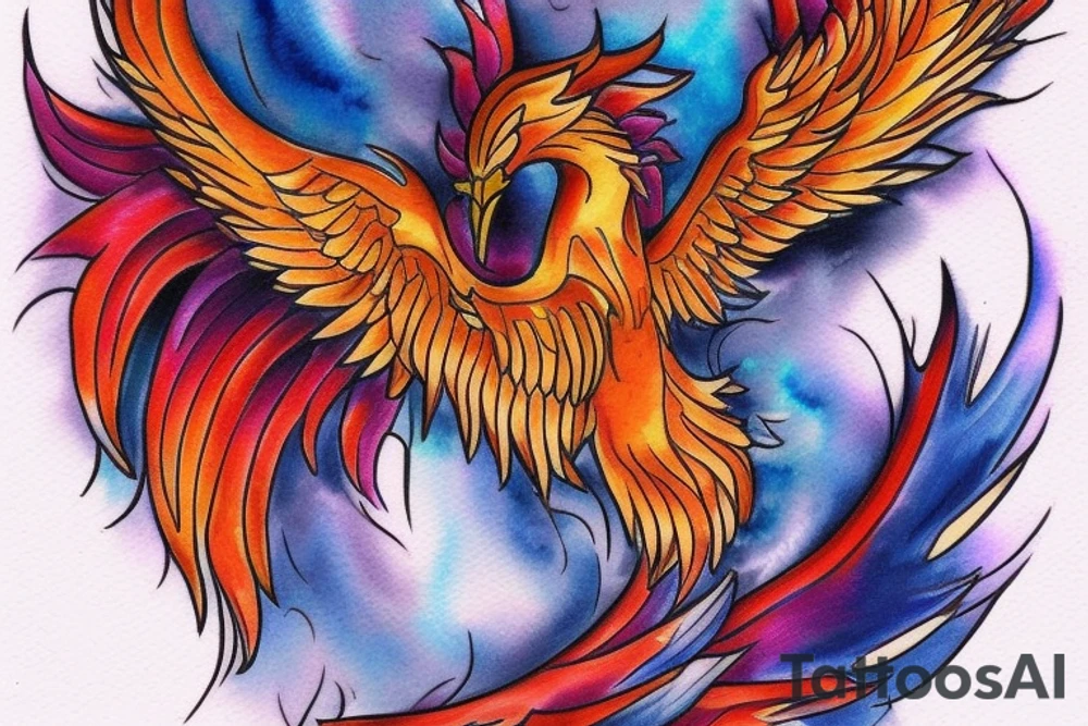 I would like a colored phoenix tattoo on the ribs for a woman tattoo idea
