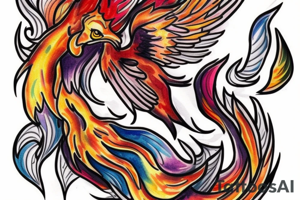 I would like a colored phoenix tattoo on the ribs for a woman tattoo idea