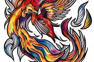I would like a colored phoenix tattoo on the ribs for a woman tattoo idea