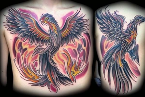 I would like a colored phoenix tattoo on the ribs for a woman tattoo idea