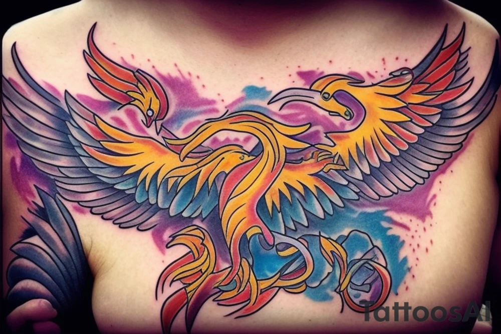 I would like a colored phoenix tattoo on the ribs for a woman tattoo idea