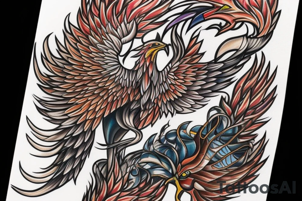 I would like a colored phoenix tattoo on the ribs for a woman tattoo idea