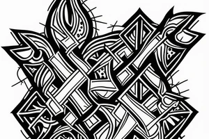 Three crosses on a hill tattoo idea