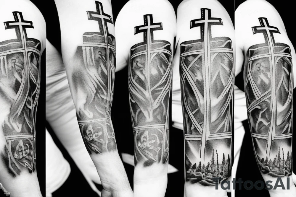 Three crosses on a hill tattoo idea