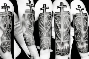 Three crosses on a hill tattoo idea