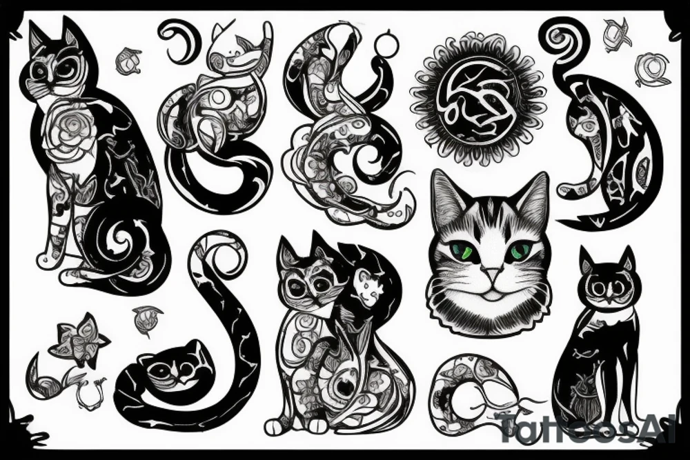 A cat mixed with the scorpio sign tattoo idea