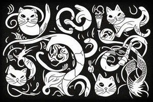 A cat mixed with the scorpio sign tattoo idea