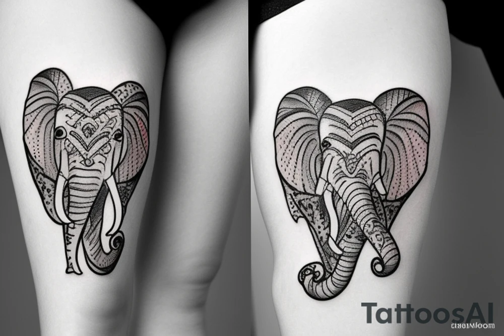Small elephant with three hearts tattoo idea