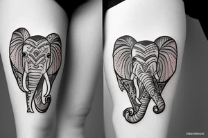 Small elephant with three hearts tattoo idea