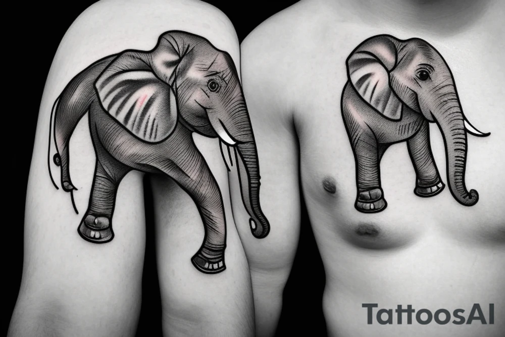 Small elephant with three hearts tattoo idea