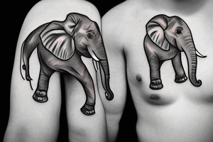 Small elephant with three hearts tattoo idea