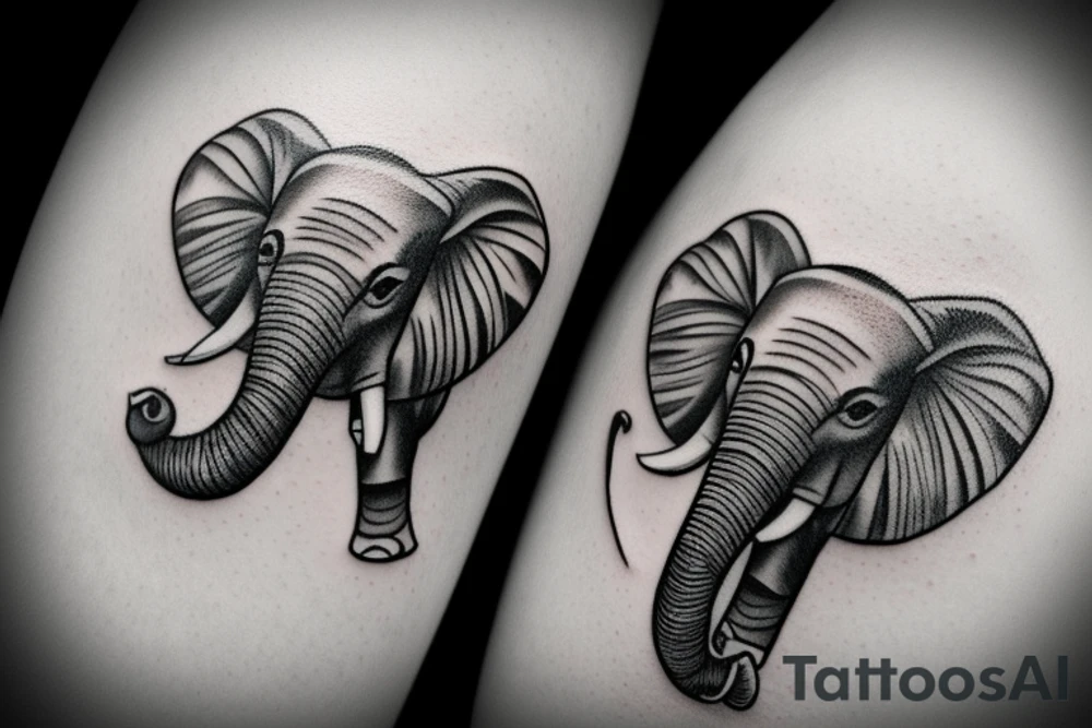 Small elephant blowing three hearts from raised trunk tattoo idea Small elephant blowing three hearts from raised trunk tattoo idea