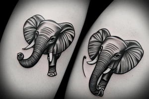 Small elephant blowing three hearts from raised trunk tattoo idea