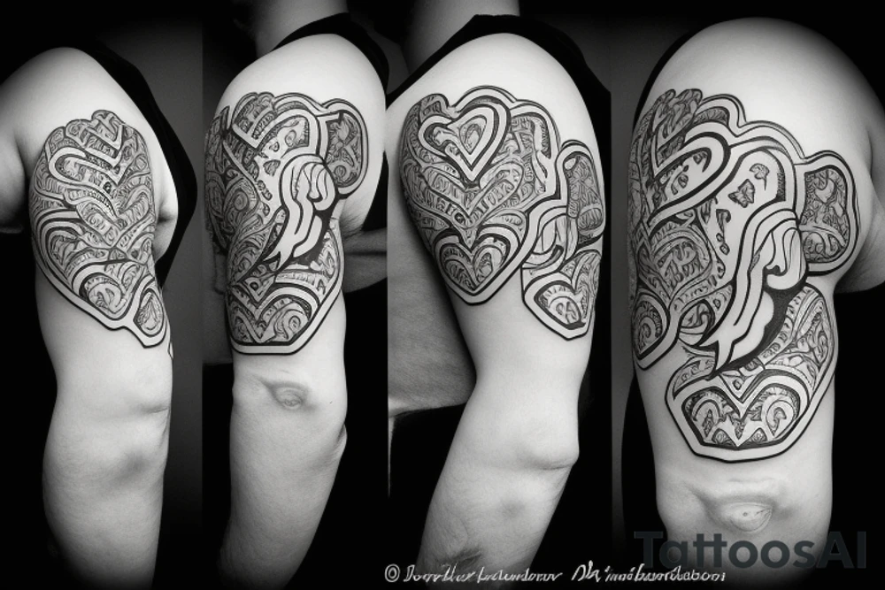 Small elephant blowing three hearts from raised trunk tattoo idea Small elephant blowing three hearts from raised trunk tattoo idea