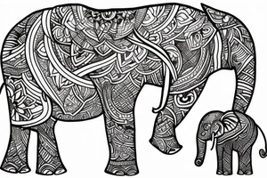 elephant surrounded by three hearts tattoo idea