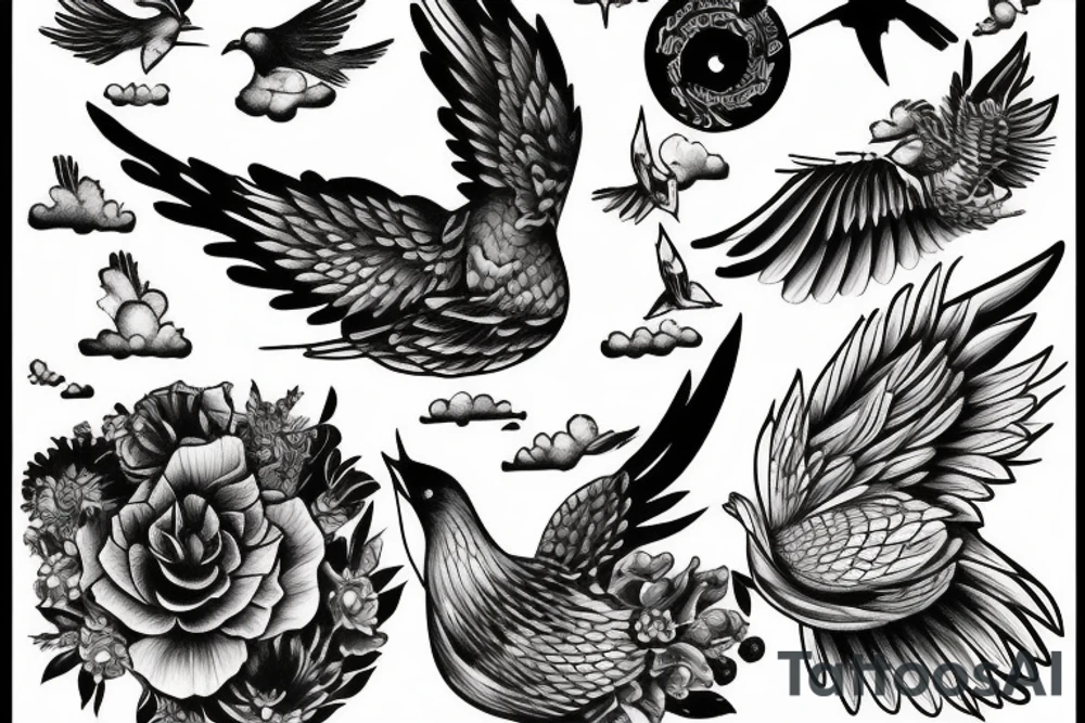 clouds
birds tattoo idea