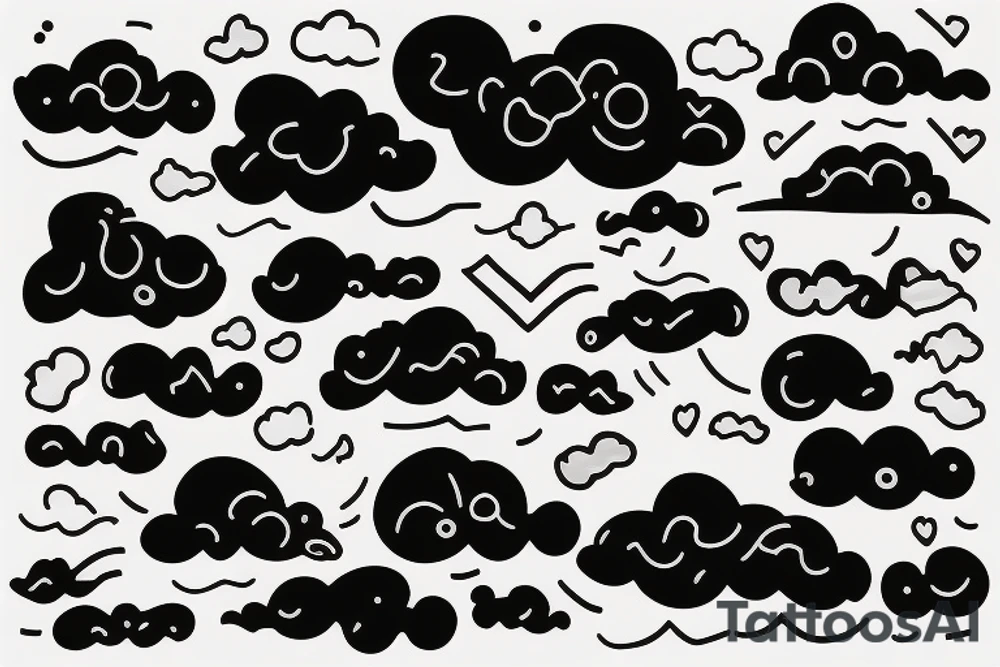 black linework clouds on a horizon tattoo idea