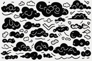 black linework clouds on a horizon tattoo idea