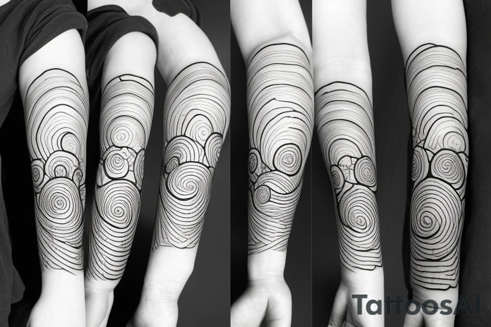 black linework clouds on a horizon tattoo idea