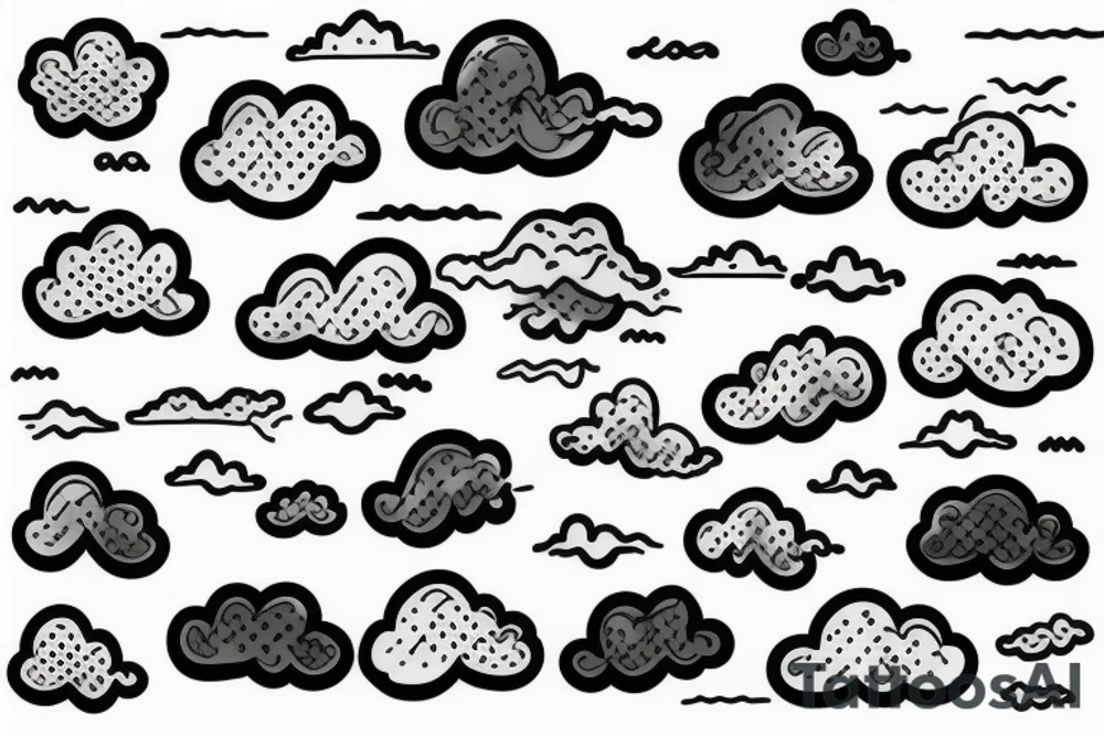 black linework clouds on a horizon tattoo idea